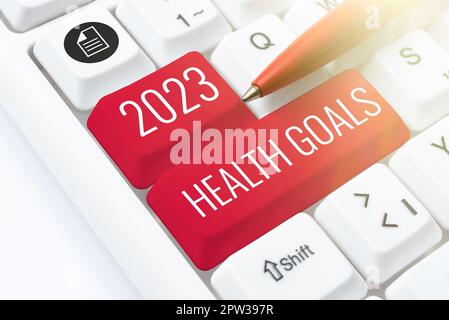 Schreiben mit Text 2023 Gesundheitsziele, Wort zur Feier des Beginns des Kalenderjahres 2023 Stockfoto