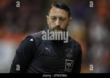 Stephen Dobbie Interim Head Coach von Blackpool während des Sky Bet Championship Spiels Blackpool vs Millwall in Bloomfield Road, Blackpool, Großbritannien, 28. April 2023 (Foto: Mark Cosgrove/News Images) Stockfoto