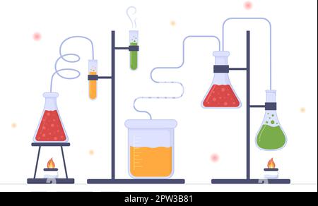 Laboratorium mit der Durchführung von Forschung wissenschaftlich, Experimentieren und Messen in einem Labor in flachen Cartoon Handgezeichnete Vorlagen Illustration Stock Vektor