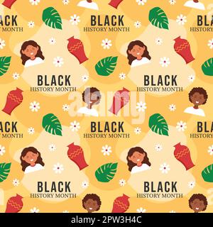 Black History Month Nahtloses Muster eines afroamerikanischen Feiertags in einer handgezeichneten Cartoon-Flachdesign-Illustration Stock Vektor