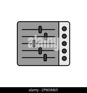 Symbol für Graustufen des Farbvektors der Mischkonsole. Grafiksymbol für Musik und Sound Website und Apps Design, Logo, App, UI Stockfoto