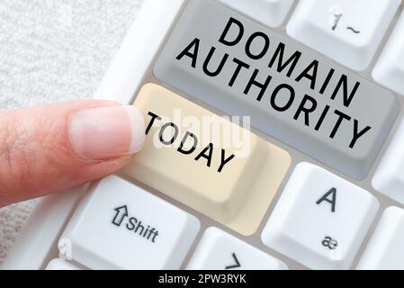 Zeichen, das Domain Authority, Business Concept anzeigt berechnete Kennzahl für die Bewertung einer Domain Stockfoto