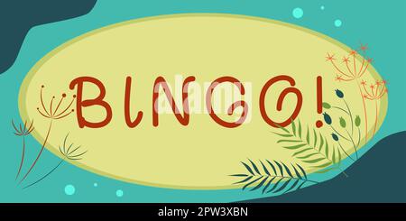 Text zeigt Inspiration Bingo, Business Concept Game of Chance, in dem jeder Spieler mit Zahlen übereinstimmt Stockfoto