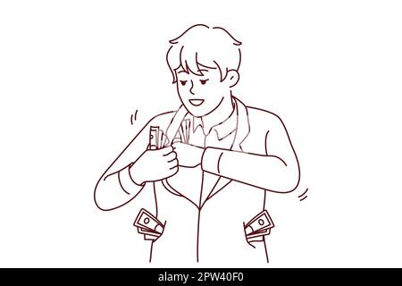 Ein reicher Geschäftsmann mit Geld in den Taschen Stock Vektor