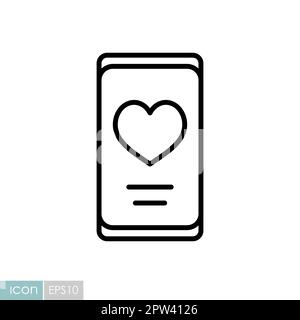 Herz Smartphone-Symbol, romantischer Anruf Stock Vektor