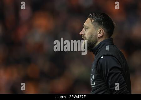 Blackpool, Großbritannien. 28. April 2023. Stephen Dobbie Interim Head Coach von Blackpool während des Sky Bet Championship-Spiels Blackpool gegen Millwall in Bloomfield Road, Blackpool, Großbritannien, 28. April 2023 (Foto von Mark Cosgrove/News Images) in Blackpool, Großbritannien, am 4./28. April 2023. (Foto: Mark Cosgrove/News Images/Sipa USA) Guthaben: SIPA USA/Alamy Live News Stockfoto