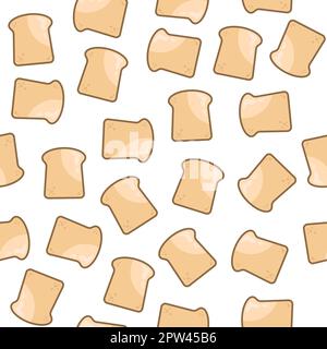Nahtloses Muster mit Brot auf weißem Hintergrund Stock Vektor