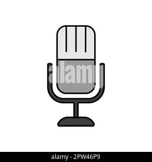 Farbvektor-Graustufensymbol für das Retro-Mikrofon. Grafiksymbol für Musik und Sound Website und Apps Design, Logo, App, UI Stockfoto