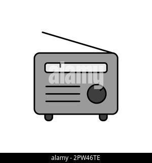 Farbvektor-Graustufensymbol des Retro-Funkgeräts. Grafiksymbol für Musik und Sound Website und Apps Design, Logo, App, UI Stockfoto