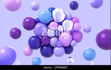 Abstrakter Hintergrund mit weichen Bällen. 3D Abbildung. Stockfoto