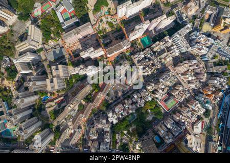 Kwun Tong, Hongkong 05. Mai 2020: Blick von oben auf die Stadt Hongkong Stockfoto