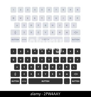 Tastaturvorlage im Touchscreen-Gerät mit Zahlen und Buchstaben. Stock Vektor