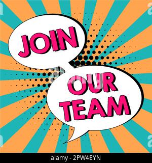 Schreiben Text anzeigen Werden Sie Teil unseres Teams, Wort geschrieben über Allied Associate Arbeiten Sie mit uns Neue Mitarbeiter eingestellt enlist Stockfoto