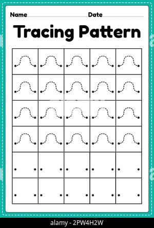 Arbeitsblatt zur Verfolgung von Muster-Wellenlinien für Kindergarten-, Vorschulkinder und Montessori-Schüler zur Verbesserung der Handschriftübungen. Stockfoto