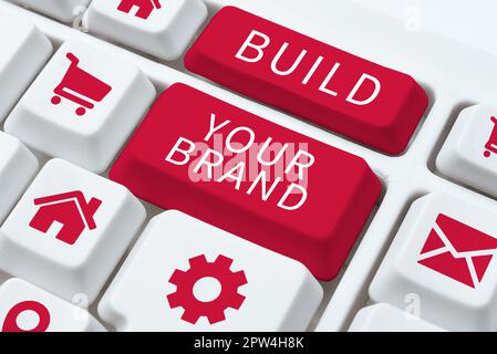 Schreiben Anzeige Text Build Your Brand, Konzept Bedeutung Machen Sie eine kommerzielle Identität Marketing-Werbung Stockfoto