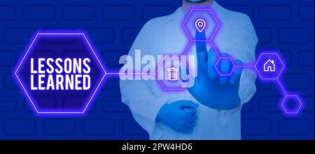 Konzeptionelle Beschriftung Lektionen Gelernte Lektionen, Unternehmen zeigen das Wissen oder Verständnis, das durch Erfahrung gewonnen wurde Stockfoto
