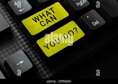 Schreiben Anzeige Text Was können Sie Doquestion, Wort für Dienst Bestimmung Zweck wert Kontemplation Stockfoto