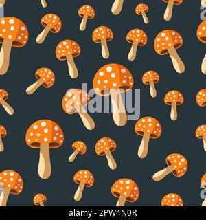 Nahtloses Pilzmuster auf dunkelblauem Hintergrund Stock Vektor