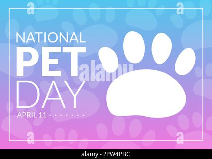 National Pet Day am 11. April: Illustration mit niedlichen Haustieren von Katzen und Hunden für Webbanner oder Landing Page in flachen, handgezeichneten Vorlagen für Cartoons Stock Vektor