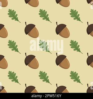Nahtloses Muster mit Eichel und Eichenblatt Stock Vektor