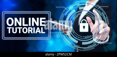 Konzeptionelle Anzeige Online-Lehrbuch, Konzept bedeutet Lernprozess in einer Online- oder virtuellen Umgebung Stockfoto