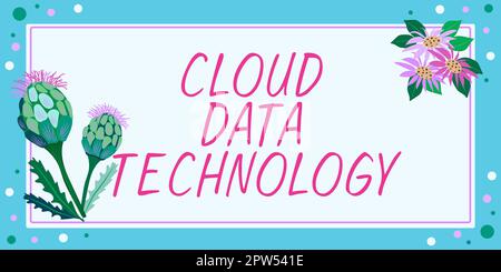 Schild mit Anzeige von Cloud Data Technology, Conceptual Photo Speichern und Zugriff auf Daten und Programme über das Internet Stockfoto