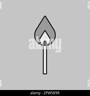 Symbol für Graustufen des Abgleichvektors wird gebrannt. Barbecue- und bbq-Grill-Schild. Diagrammsymbol für Design von Kochwebsite und Apps, Logo, App, UI Stockfoto