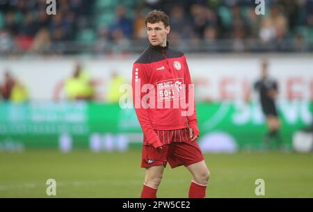 Münster, Deutschland. 28. April 2023. firo : 04/28/2023-Fußball, Fußball, Saison der Regionalliga, 2022/2023, Regionalliga West, Jerk Round, 32. Spieltag SC Preussen Munster, SCP, Preußen Münster - Fortuna Köln 1:3 Jules Schwadorf, Halbfigur Kredit: dpa/Alamy Live News Stockfoto