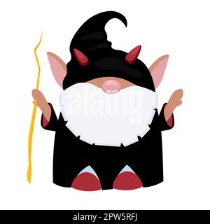 Nikolaus-Tag-Charakter isoliert auf Weiß. Zwergkrampus. Die Hölle des heiligen nikolaus. sinterklaas Eve. Stockfoto