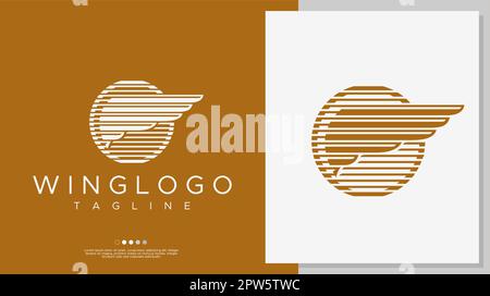 Designvorlage für Flugzeugflügel-Logo. Line Wing-Logo-Vorlage. Stock Vektor