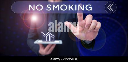 Schreiben mit Text Rauchen verboten, das Wort über die Verwendung von Tabak ist an diesem Ort verboten Stockfoto