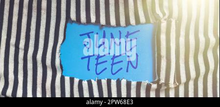 Handschriftlicher Text Juni Teen, Geschäftsansatz gesetzlicher Feiertag in den Vereinigten Staaten vom Ende der Sklaverei in den USA Stockfoto