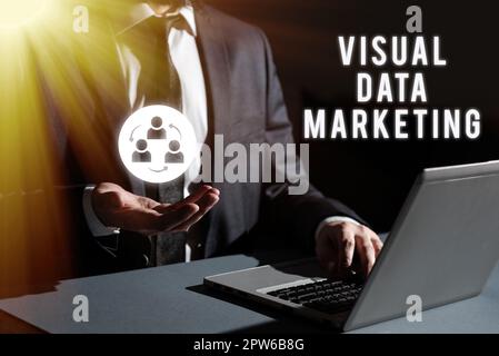 Schreiben Anzeigen von Text Visual Data Marketing, Konzept bedeutet, Bilder zu verwenden, um Informationen in visuellem Format zu vermitteln Stockfoto