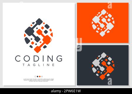 Modernes Design mit Code-Logo. Vorlage für Codierungssymbol-Logo. Stock Vektor