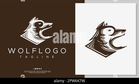 Designvorlage für das Retro Wolf Logo. Wolf Logo-Design-Vektor. Stock Vektor