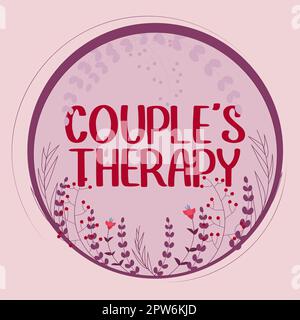 Schild zur Darstellung von Ehepaar S Therapy, Wort geschrieben über Treat Relationship Distress for Individuals and Ehepaars Stockfoto