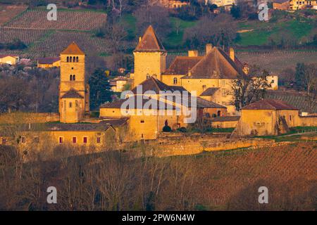 Schloss Pierreclos, Departement Saone-et-Loire, Burgund, Frankreich Stockfoto