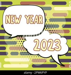 Handschriftlicher Text Silvester 2023, Business Approach Greeting Celebrating Holiday Fresh Start Best wishes Stockfoto