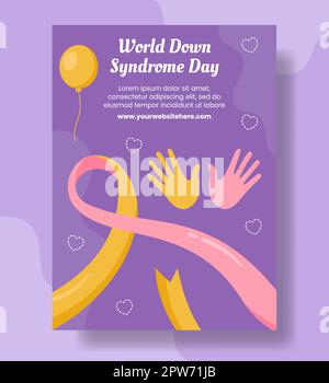 World Down Syndrome Day Vertikales Poster Flache Cartoon Handgezeichnete Vorlagen Illustration Stock Vektor