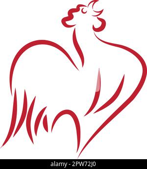 Hahn in Rot, Hahn, Hahn Hintergrund, Huhn, Logo Stock Vektor