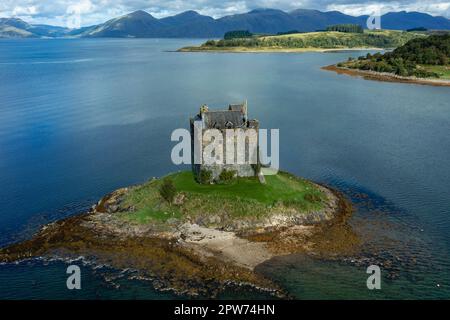 Castle Stalker, 14. Jahrhundert Turmhaus, Argyll, Schottland Stockfoto