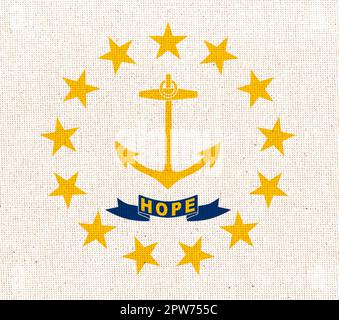 Flagge Von Rhode Island. Flagge des US-Bundesstaates Rhode Island. Symbol von Rhode Island. Amerikanischer Staat Stockfoto