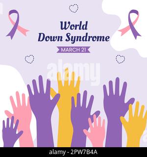 World Down Syndrome Day Social Media Illustration Flat Cartoon Handgezeichnete Vorlagen Stock Vektor