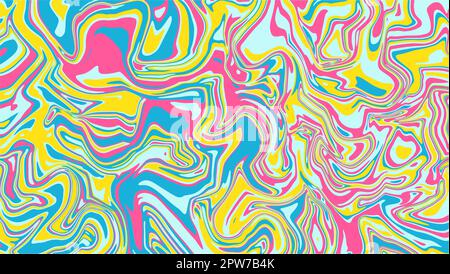 Vorlage für abstrakten Marmorhintergrund mit farbenfrohem Regenbogen. Ölfarbe glatt gebogen. Stock Vektor