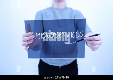 Inspiration mit Signage Microservices, Conceptual Photo Software Development Technique Building Single Function Module Stockfoto