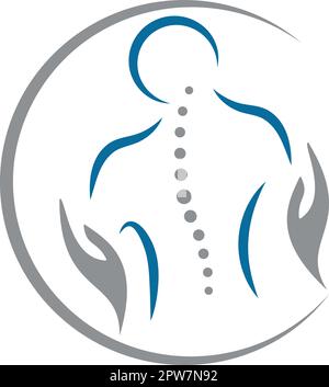 Person in Bewegung, Wirbelsäule, Orthopädie, Chiropraktiker, Massage, Physiotherapie, Logo, Icon Stock Vektor