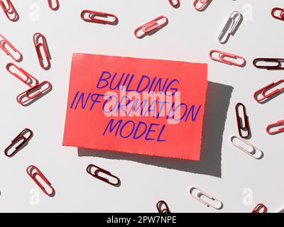 Konzeptionelle Darstellung Building Information Model, ein Wort, das über den Prozess des Hinzufügens von Struktur zu einer Immobilie geschrieben wurde Stockfoto