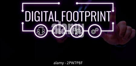 Inspiration für Signage Digital Footprint, Word for verwendet digitale Technologie für den Fertigungsprozess Stockfoto