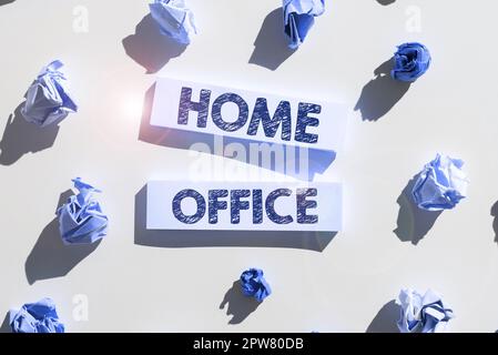 Textzeichen mit Home Office, Wort für Platz, der im Wohnsitz einer Person für offizielle Geschäfte angegeben ist Stockfoto