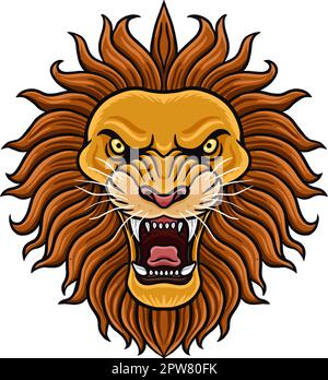 Wütendes Cartoon-Löwenkopf-Maskottchen Stock Vektor